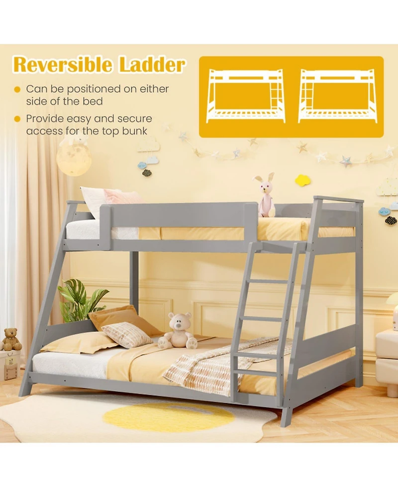 Gouun Solid Wood Twin Over Full Bunk Bed with Ladder
