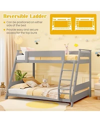 Gouun Solid Wood Twin Over Full Bunk Bed with Ladder