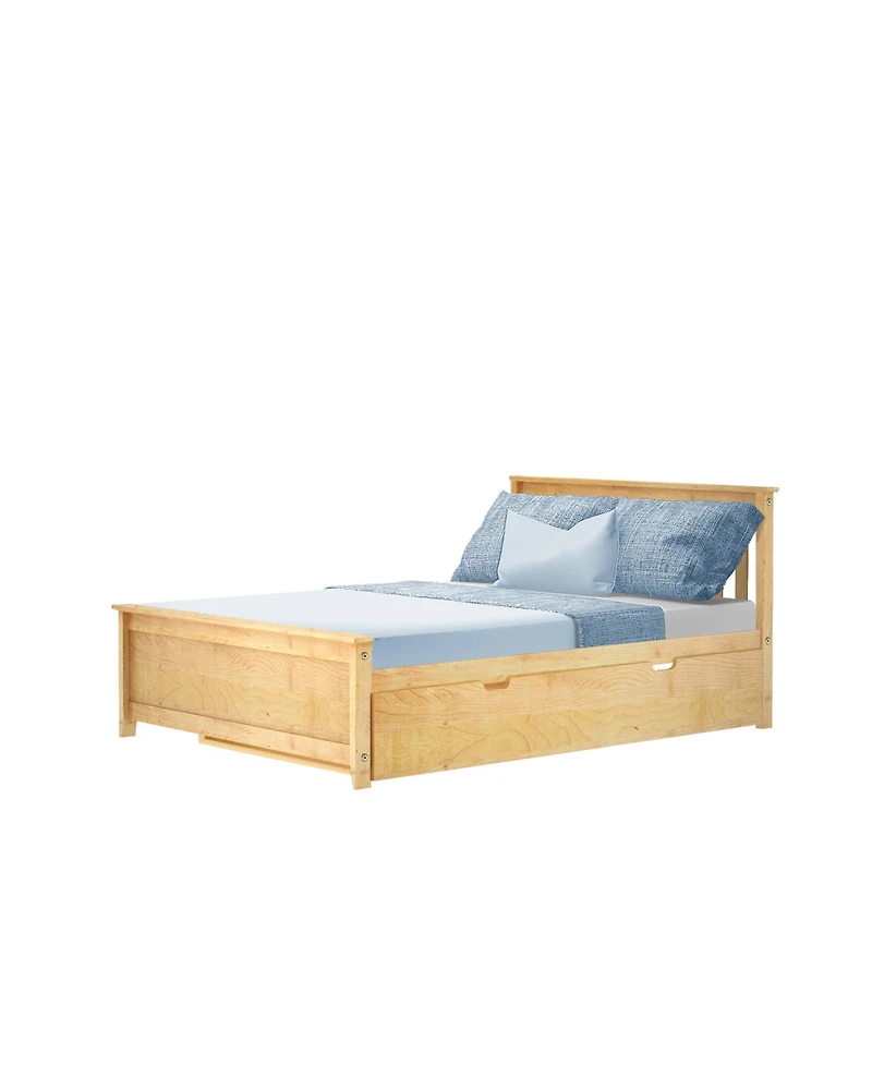 Max and Lily Full Bed Frame with Trundle, Solid Wood Platform Storage