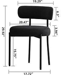 Dyhome Boucle Dining Chairs Set of 1, Upholstered with Black Metal Legs, Modern Accent Chair
