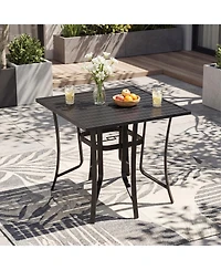 Slickblue Square Outdoor Dining Table Metal with Umbrella Hole