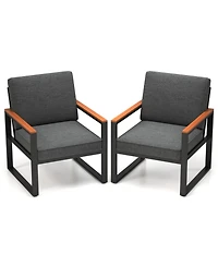 Gouun Modern Aluminum Patio Armchairs Set of 2 with Olefin Cushions