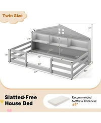 Gouun Twin Montessori Floor Bed with Storage Shelves and Storage Compartments