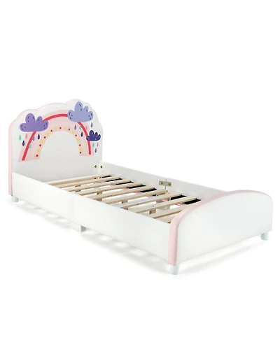 Gouun Kids Twin Platform Bed with Upholstered Headboard and Footboard