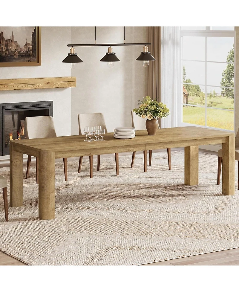Tribesigns 78.7-Inch Long Dining Table for 6-8, Large Farmhouse Kitchen Table with Rounded Edges for Kitchen and Dining and Living Room