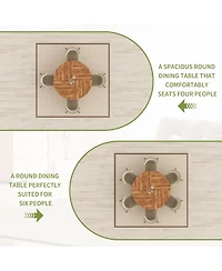 homfan Modern Dining Table with Storage Shelf, 47-Inch Round Table for 4-6, Adjustable Feet, Ideal for Dining Room or Apartment