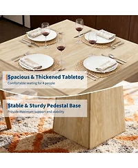 Homfan Space-Saving Square Dining Table for 4, Modern Farmhouse Style with Wooden Pedestal Base, 31.5" Table Ideal for Dining Room, Living Room
