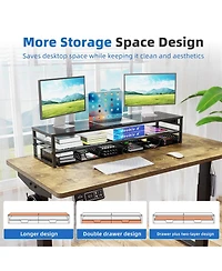 Gnuadz 2-Tier Metal Monitor Stand Riser with Usb 2.0, Dual Drawer Storage