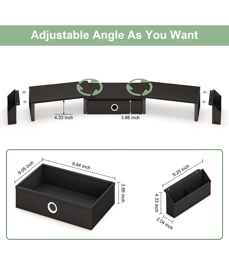 Gnuadz Dual Monitor Stand Riser Drawer Metal Leg Adjustable