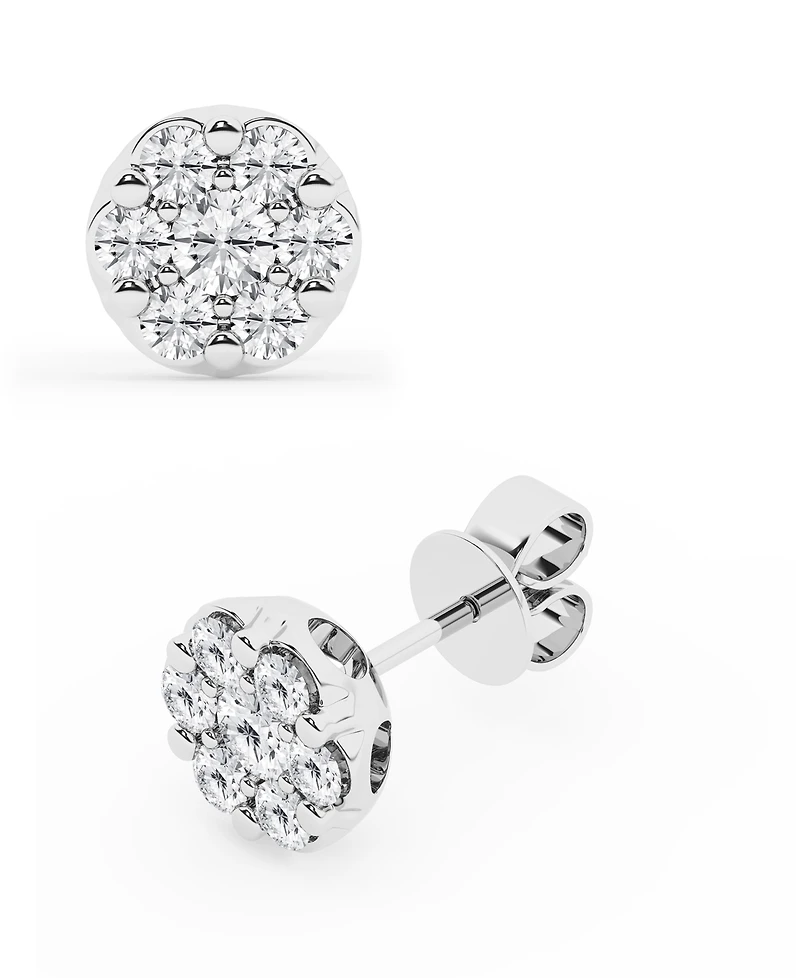 Forever Grown Diamonds Lab-Created Diamond Cluster Stud Earrings (1 ct. t.w.) in Sterling Silver
