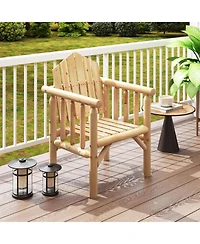Gouun Outdoor Wood Armchair Patio Dining Chair with Wide Seat and Armrests