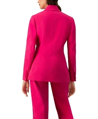 Ivonne Women's Double-Breasted Cotton Blazer with Flower Detail