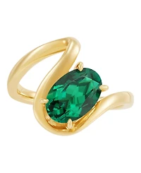 Macy's Created Emerald (2-5/8 ct. t.w.) Ring in 14k Yellow Gold-Plated Sterling Silver