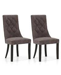 Gouun Set of 2 Tufted Velvet Dining Chairs with High Backrest and Padded Seat