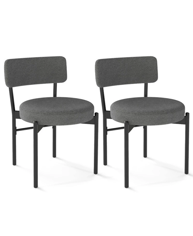 Gouun Set of 2 Sherpa Fabric Dining Chairs with Curved Backrest and Padded Seat
