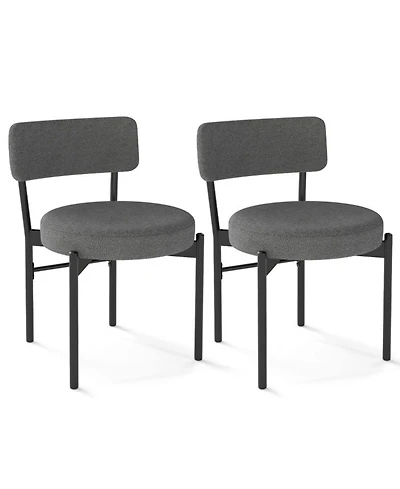 Gouun Set of 2 Sherpa Fabric Dining Chairs with Curved Backrest and Padded Seat