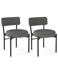 Gouun Set of 2 Sherpa Fabric Dining Chairs with Curved Backrest and Padded Seat
