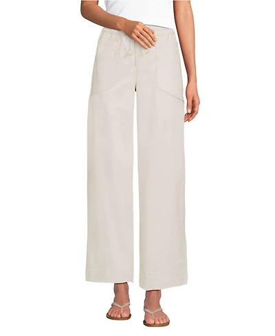 Lands' End Petite Herringbone Chino High Rise Relaxed Straight Drawstring Ankle Pants