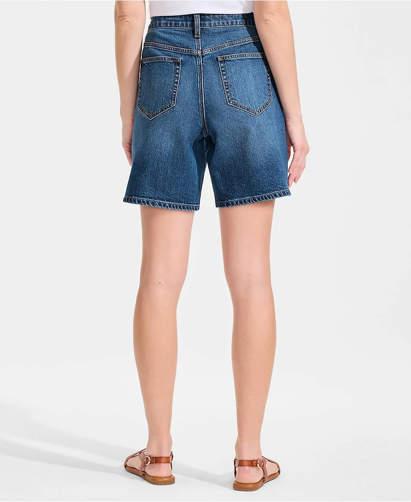 Lands' End Petite Soft Denim Mid Rise 7" Jean Shorts
