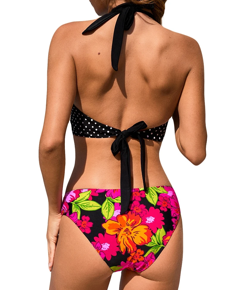 Cupshe Women's V-Neck Halter Reversible Bikini Set