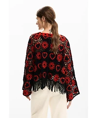 Desigual Women's Crochet sweater hearts