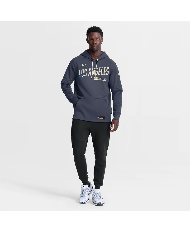 Nike Men's Navy Los Angeles Dodgers Authentic Collection City Connect Therma-fit Hoodie
