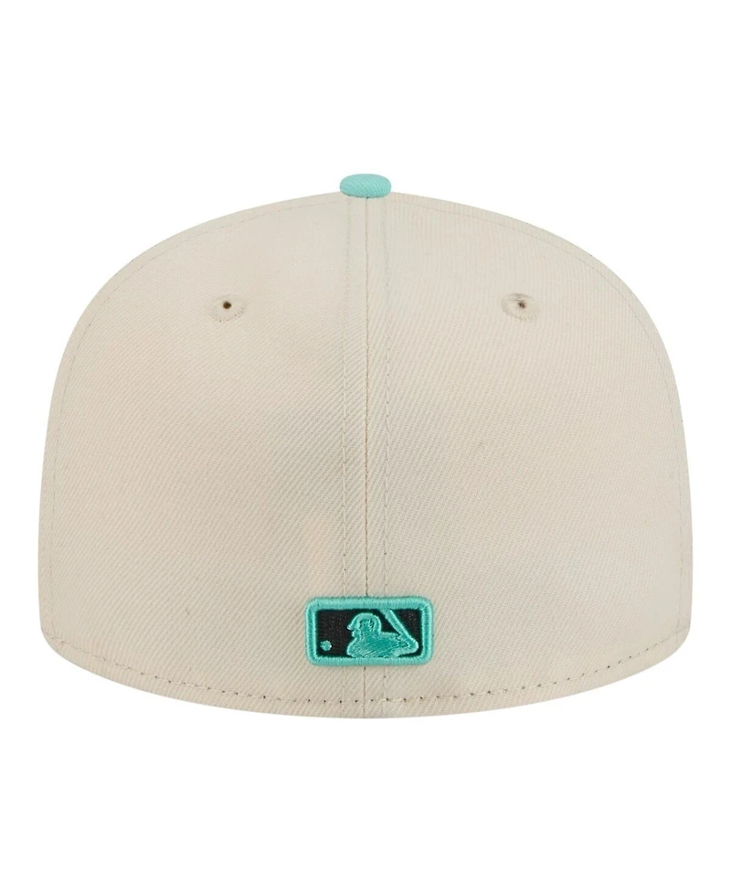 New Era Men's Light Beige/Turquoise York Yankees Two-Tone Color Pack 59FIFTY Fitted Hat