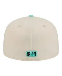 New Era Men's Light Beige/Turquoise York Yankees Two-Tone Color Pack 59FIFTY Fitted Hat