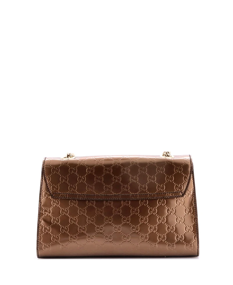 Pre-Owned Gucci Medium Emily Chain Flap Bag Guccissima Patent