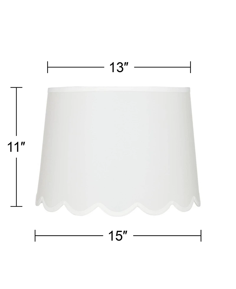 Springcrest Set of 2 Scallop Empire Lamp Shades Medium Spider Replacement Harp and Finial Fitting