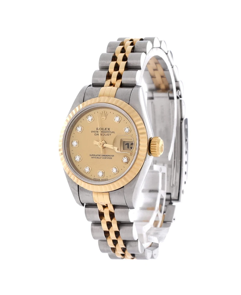 Pre-Owned Rolex Oyster Perpetual Datejust Automatic Watch in Stainless Steel and Gold with Diamond Markers 26mm