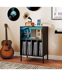 Sugift Record Player Stand with Led Light and Charging Station
