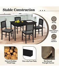 Gouun 5-Piece Dining Set with Rubber Wood Legs and 4 Pvc Leather Chairs