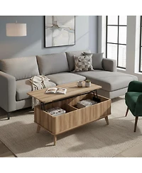 Sugift 43.5 in Rectangular Fluted Lift Top Coffee Table