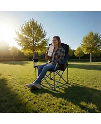 Sugift Heavy-Duty Folding Camping Chair With Padded Armrests Cooler Bag and 450 Lbs Capacity