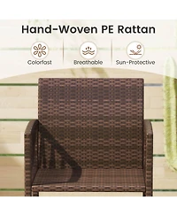 Costway Patio Bar Stools Pe Rattan Height Chairs with Backrests and Armrests