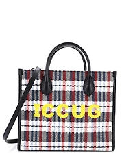 Pre-Owned Gucci Small Iccug Tote Embroidered Faux Raffia