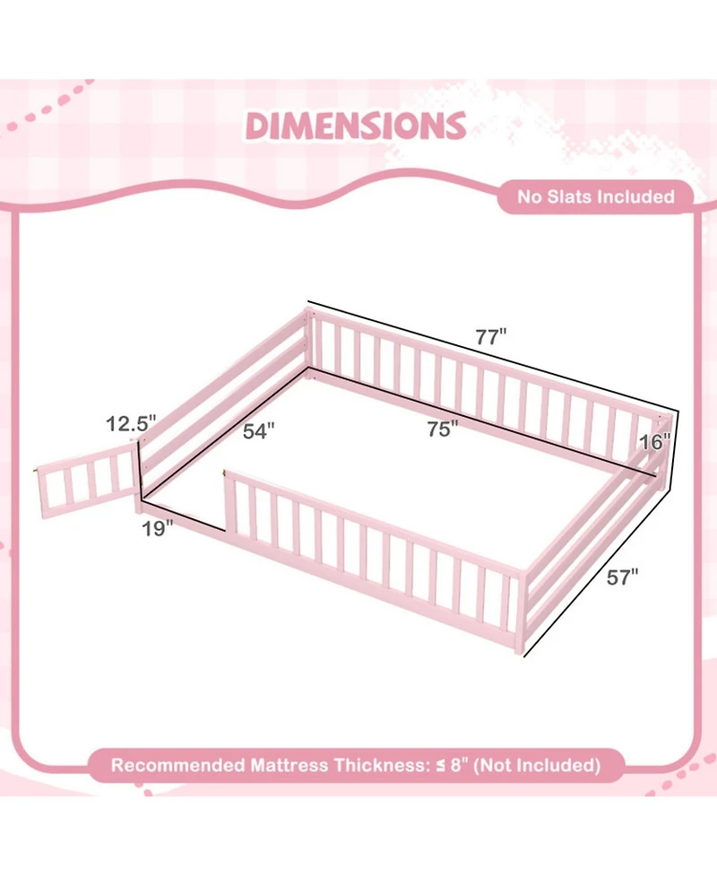 Gouun Full Kids House Bed Frame with Safety Guardrails