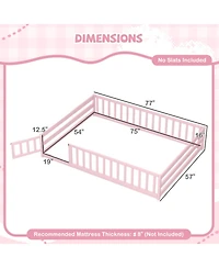 Gouun Full Kids House Bed Frame with Safety Guardrails