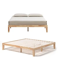 Gouun King Rubberwood Bed Frame with Headboard and Slat Support