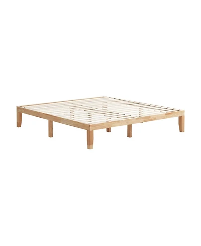 Gouun King Rubberwood Bed Frame with Headboard and Slat Support