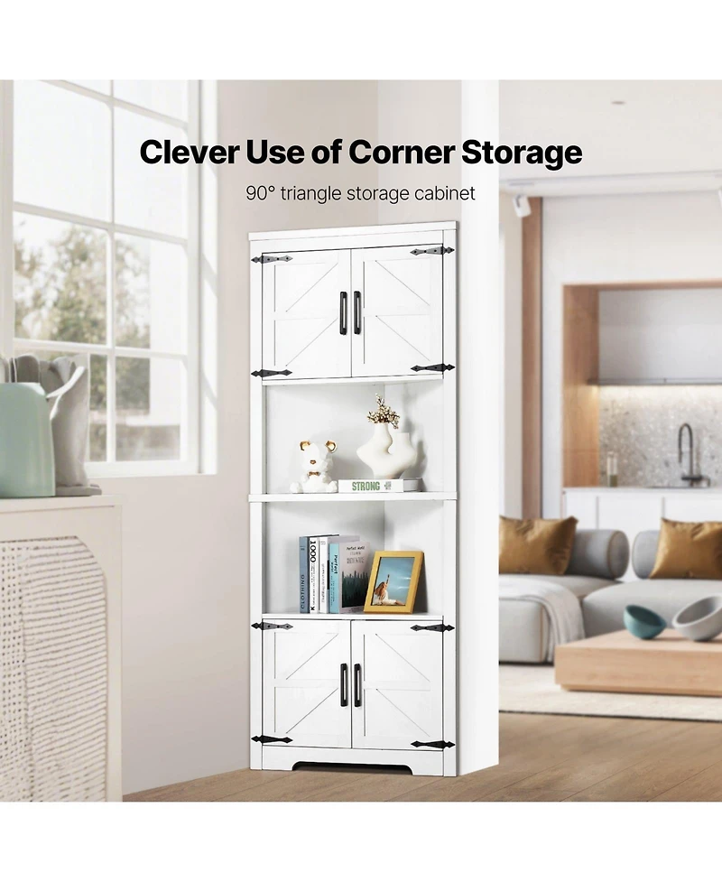Gouun 68 in Corner Storage Cabinet with Doors and Adjustable Shelves
