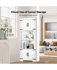 Gouun 68 in Corner Storage Cabinet with Doors and Adjustable Shelves
