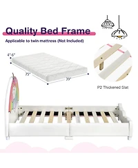 Gouun Kids Twin Upholstered Platform Bed with Padded Headboard