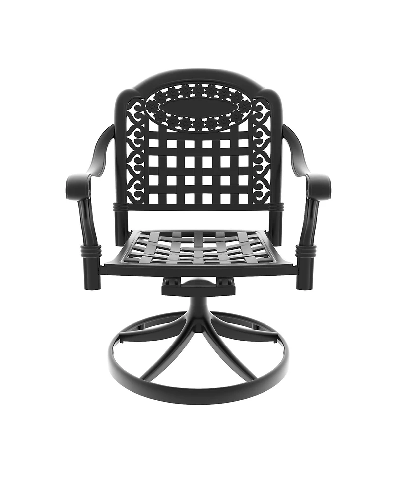 Clihome Patio Cast Aluminum Swivel Dining Chairs with Cushions, Set of 2