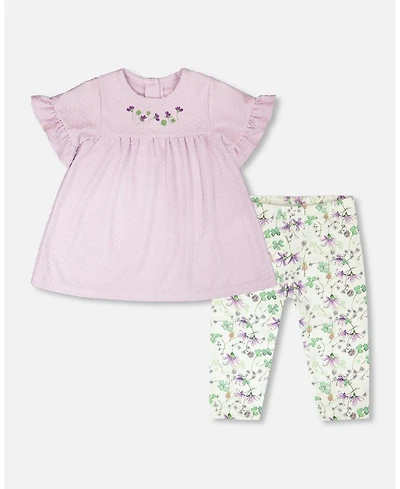 Deux par Deux Little Girls Jersey Tunic and Cotton Capri Set Printed Flowers