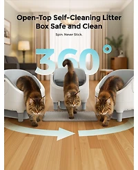 Ltmate Global Inc Automatic Cat Litter Box, App Control, Ultra-Quiet, 2 Rolls of Garbage Bags, Champagne