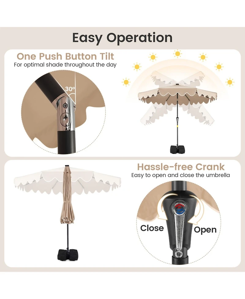 Slickblue Patio Umbrella with Solar Led Lights and Heavy Duty Weighted Base