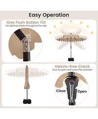 Slickblue Patio Umbrella with Solar Led Lights and Heavy Duty Weighted Base