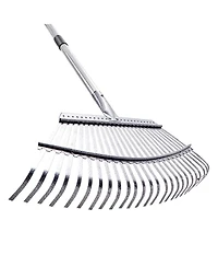 Sugift Leaf Rake, 25 Metal Tines, Adjustable Garden Rake for Lawns and Yard Work